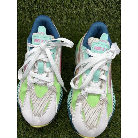 Puma RS-X3 MR White Green Low Top Lace-Up Sneaker Shoes US Size 3C Kids - Picture 1 of 7